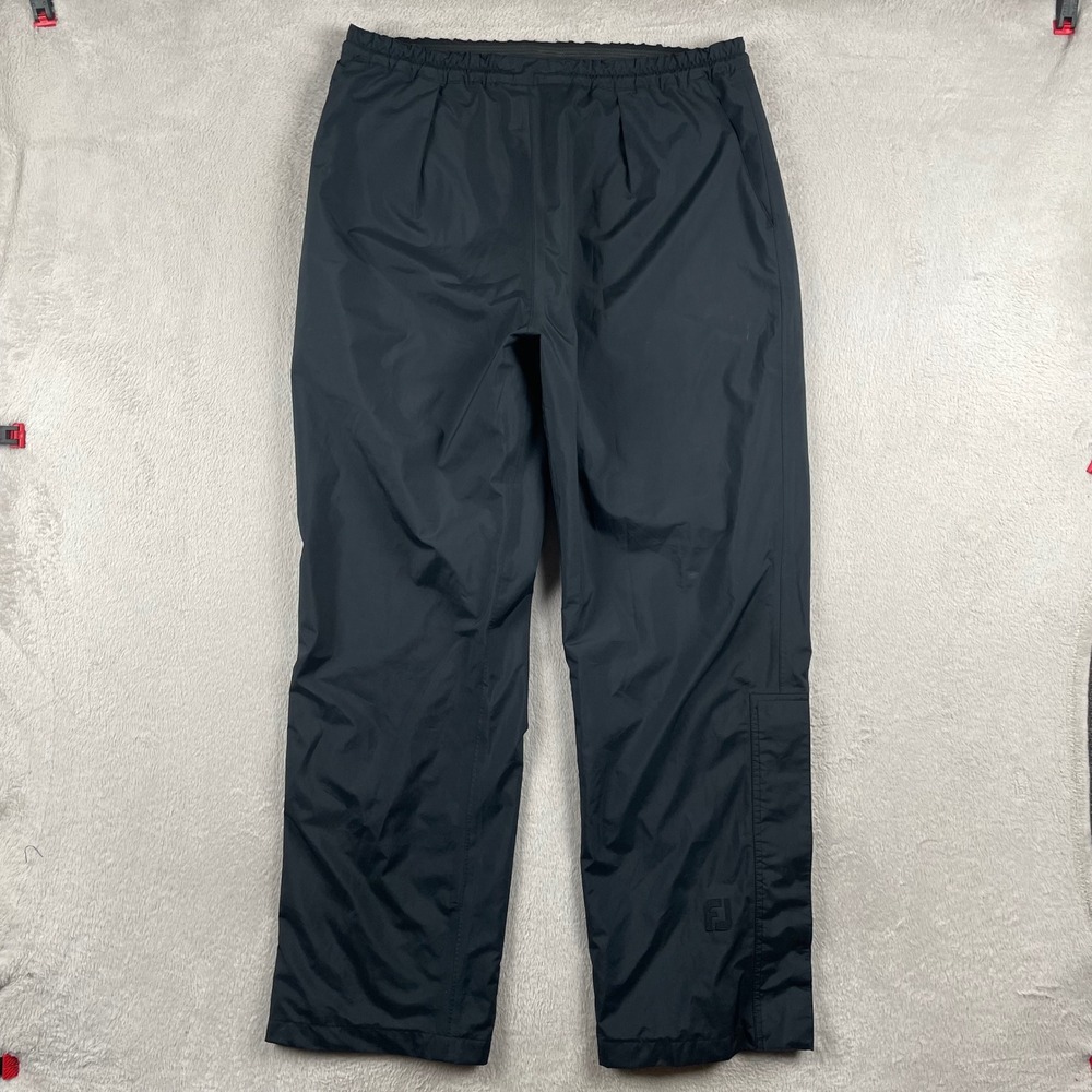 FootJoy DryJoys Rain Pants Mens Medium Black Golf Elastic Waist Performance